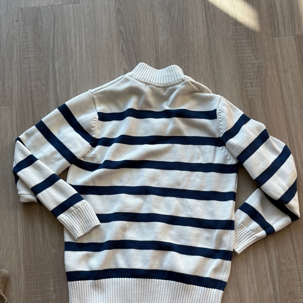 Brooks Brothers Navy and White Striped Extra Fine Merino Sweater - Picture 4 of 4